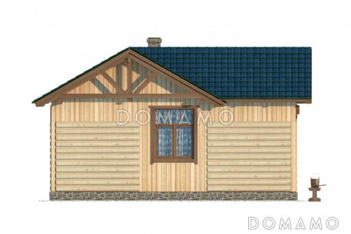 Проект каркасной бани с гостевой комнатой и обшивкой блок-хаусом / Фасад 1