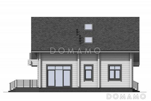 Проект дома из бруса с 4 спальнями, вторым светом и длинной террасой / Фасад 4