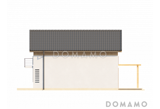 Проект одноэтажного мансардного дома из газобетона с кабинетом и с высокой аттиковой стеной / Фасад 3