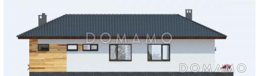 Проект одноэтажного дома из СИП панелей с двумя спальными комнатами и небольшой сауной / Фасад 2