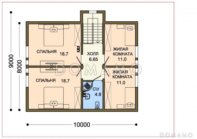 Проект небольшого каркасного дачного дома с утеплением  / План мансардного этажа