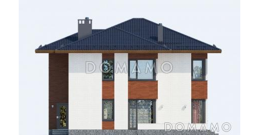 Проект двухэтажного особняка из пенобетона, облицованного кирпичом / Фасад 4