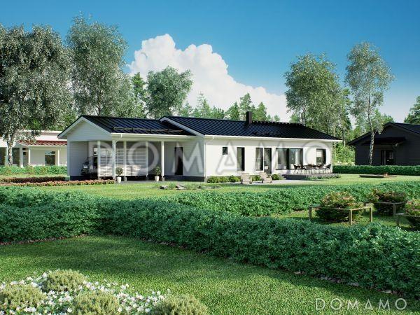 Проект каркасного дома с навесом для машины / 1