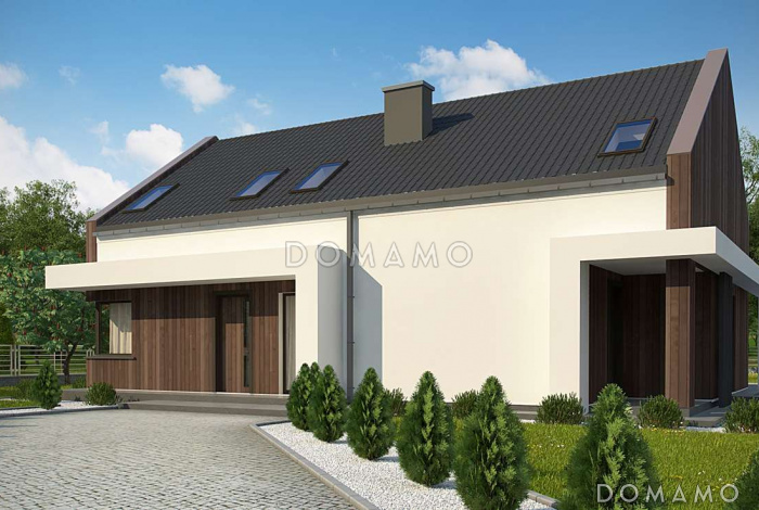 Проект комфортного одноэтажного мансардного дома из газобетона для двух семей Проект комфортного одноэтажного мансардного дома из газобетона для двух семей