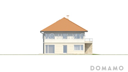 Проект двухэтажных домов-близнецов из кирпича с открытой террасой над большим гаражом / Фасад 4