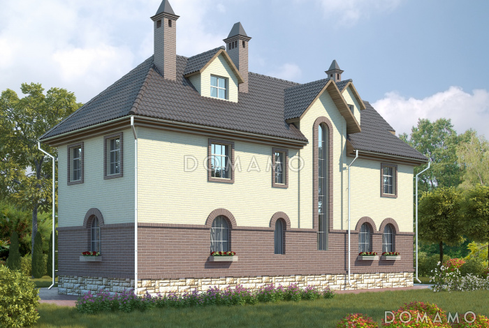 Проект большого коттеджа для узкого участка Проект большого коттеджа для узкого участка