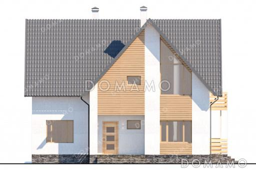 Проект дома из газобетона с 4 спальнями, кабинетом, балконом на две комнаты и котельной с отдельным входом / Фасад 1