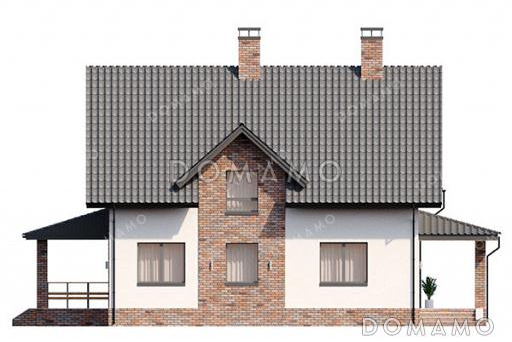 Проект загородного дома с тремя спальнями на мансарде, кабинетом и двумя террасами / Фасад 4