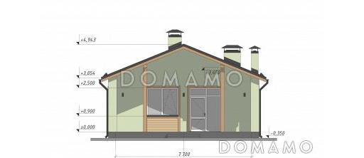 Проект небольшого одноэтажного дома для узких участков S-70 / Фасад 4