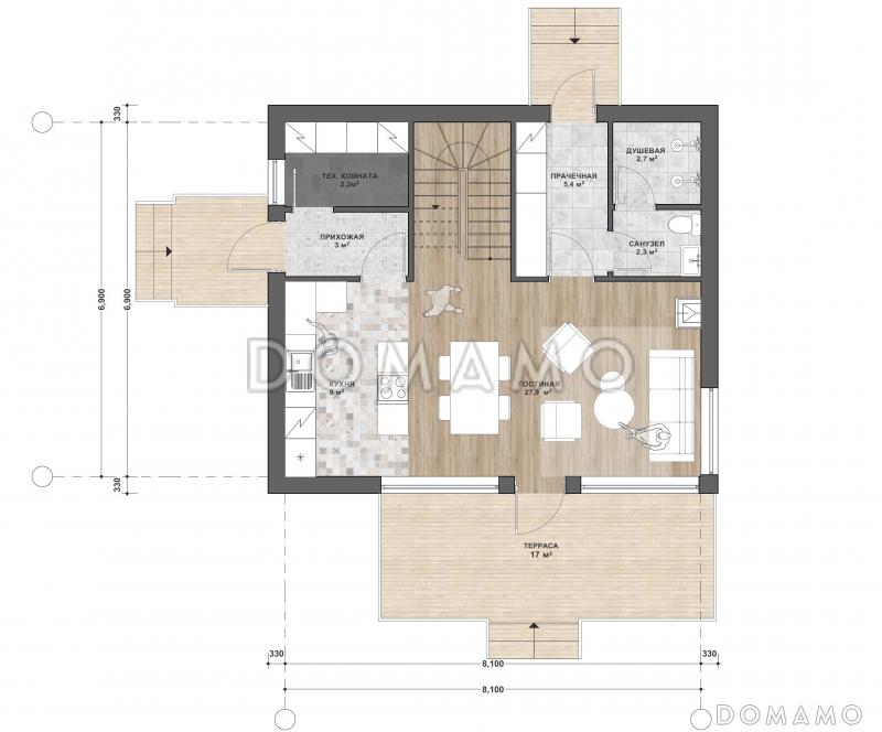 С-139.2 двухэтажный дом / План 1 этажа