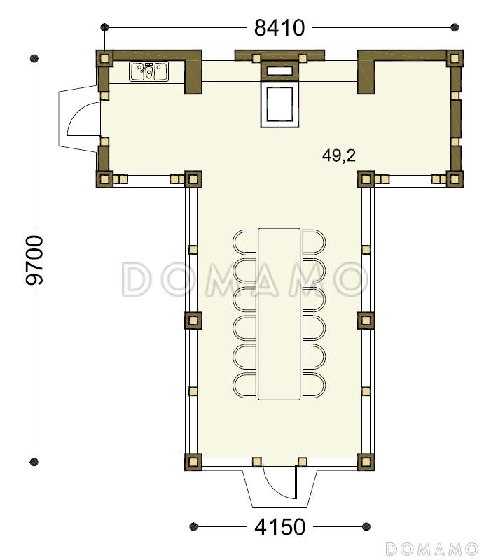 Проект беседки c мангалом / План 1 этажа