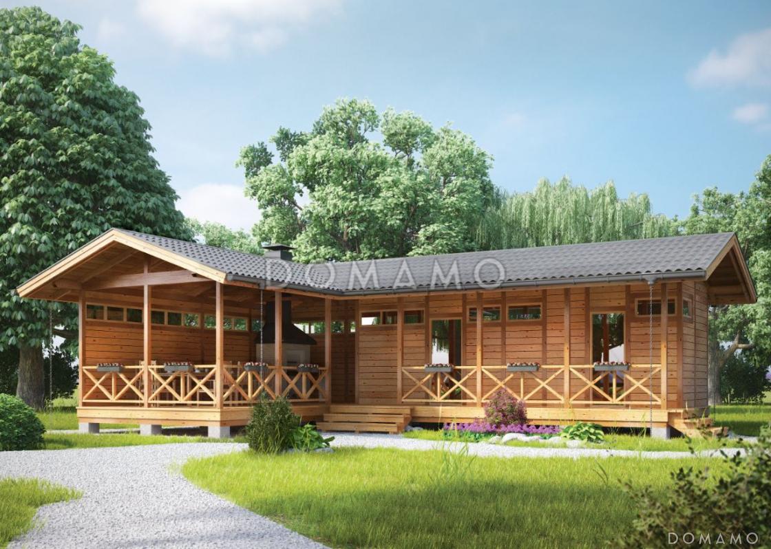 Проект деревяной беседки с барбекю, санузлом и душем / 1