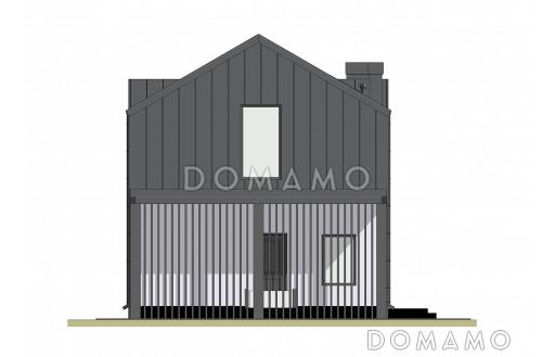 Проект двухэтажного дома из газобетона в стиле барнхаус с навесом для автомобиля и вторым светом / Фасад 1 Проект двухэтажного дома из газобетона в стиле барнхаус с навесом для автомобиля и вторым светом / Фасад 1