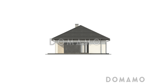 Проект небольшого функционального одноэтажного дома из кирпича с тремя спальнями / Фасад 3