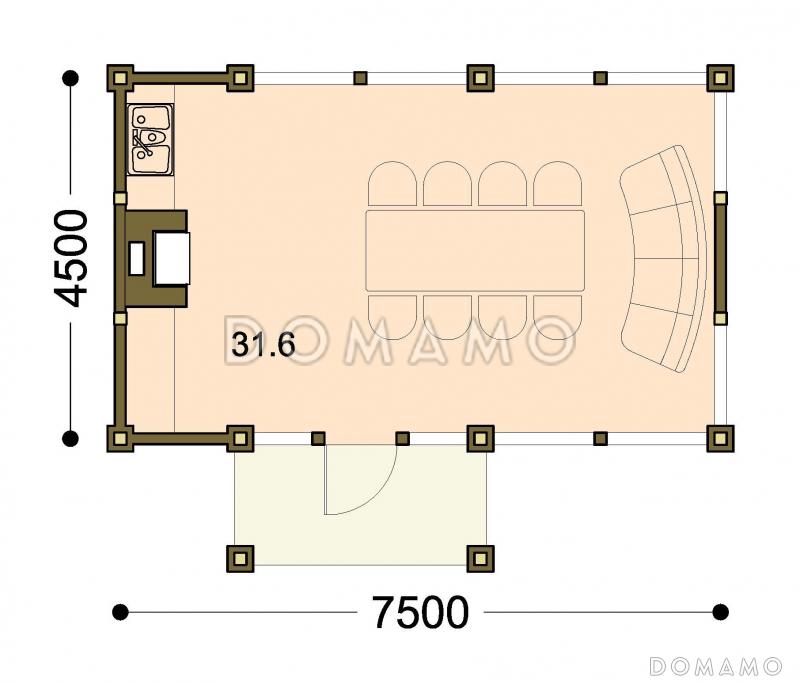 Проект беседки с камином / План 1 этажа
