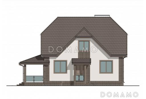 Проект мансардного дома с встроенной сауной, крытой террасой и кабинетом / Фасад 3
