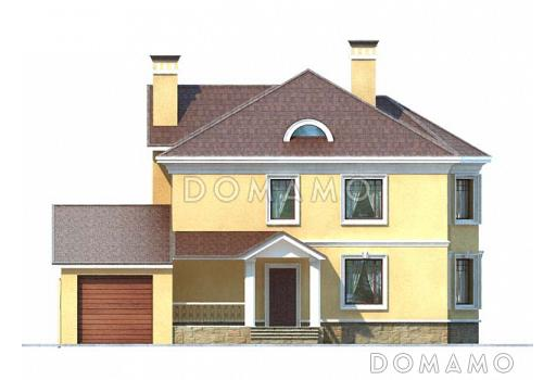 Проект дома из газобетона с гаражом на одну машину / Фасад 1