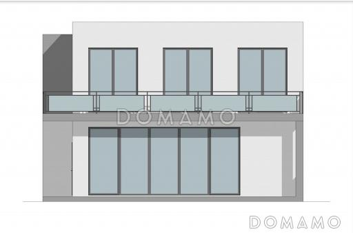 Проект двухэтажного коттеджа в стиле хай-тек, адаптированный для сейсмозоны / Фасад 4