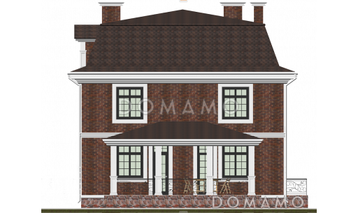 Проект двухэтажного дома с бильярдной и мансардой / Фасад 1