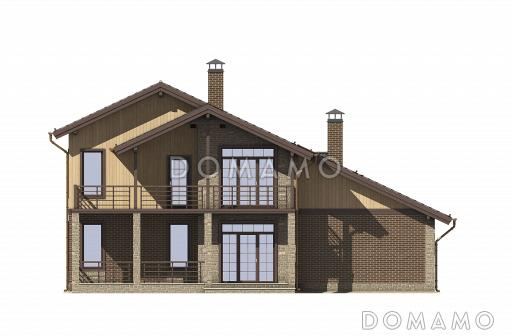 Проект дома с двумя балконами на мансардном этаже / Фасад 4