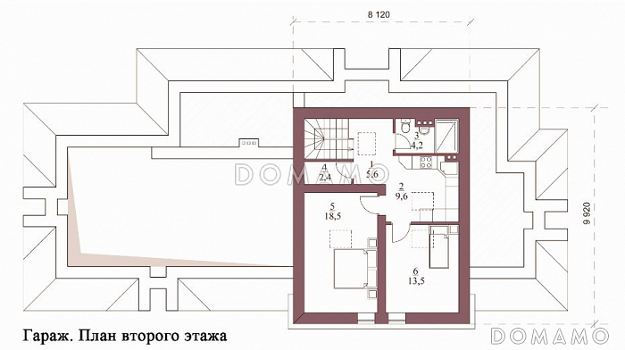 Проект гаража на 3 машины с мастерской и мансардой / План мансардного этажа Проект гаража на 3 машины с мастерской и мансардой / План мансардного этажа