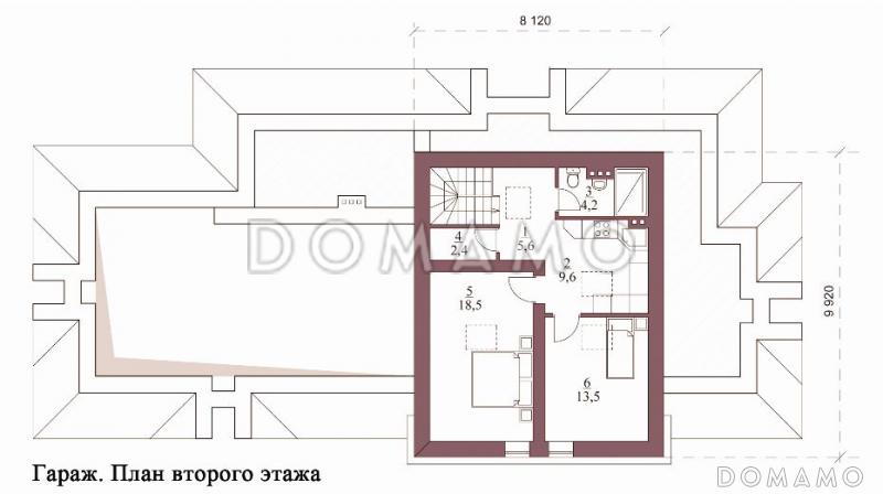 Проект гаража на 3 машины с мастерской и мансардой / План мансардного этажа