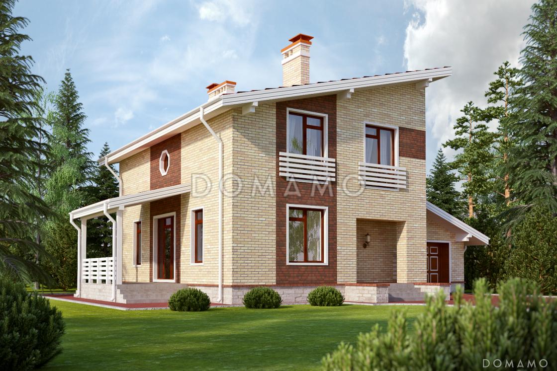 Коттедж из газобетона с гаражом на одну машину / 1