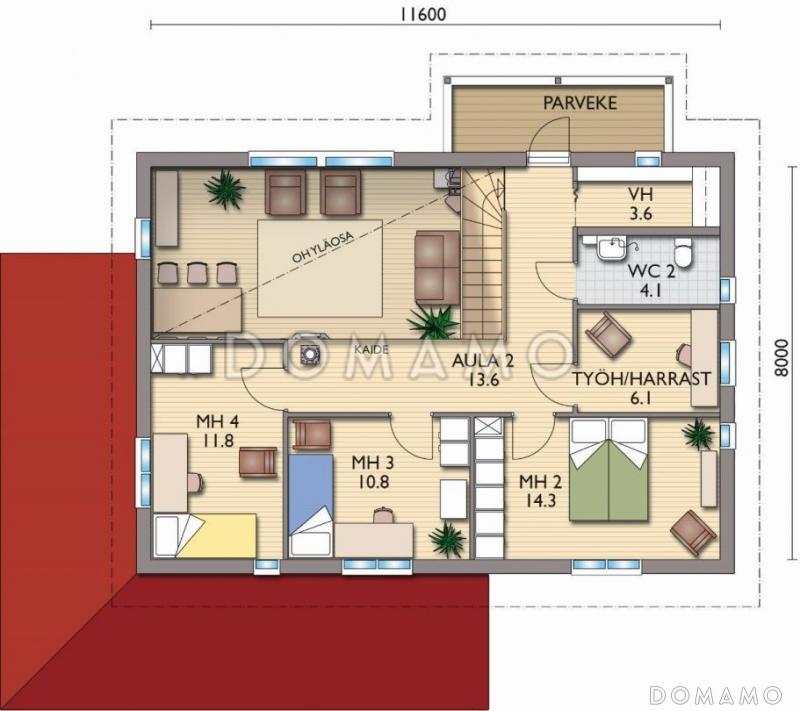 Проект каркасного дома в скандинавском стиле / План 2 этажа