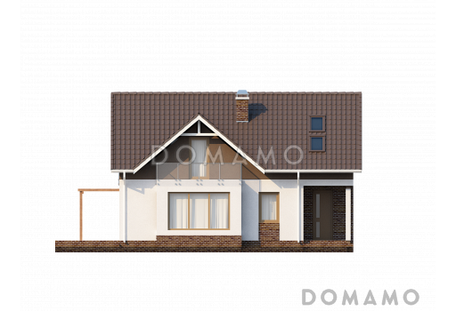 Проект одноэтажного мансардного дома из газобетона с кабинетом на первом этаже / Фасад 1