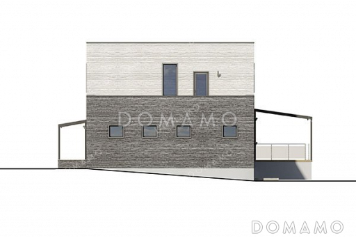 Проект двухэтажного дома с гаражом и террасой / Фасад 3