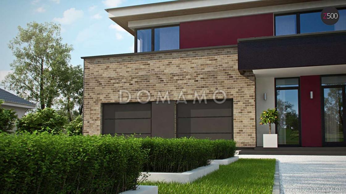 Проект современного двухэтажного дома из газобетона с четырьмя спальнями, большим гаражом и сауной  / 2