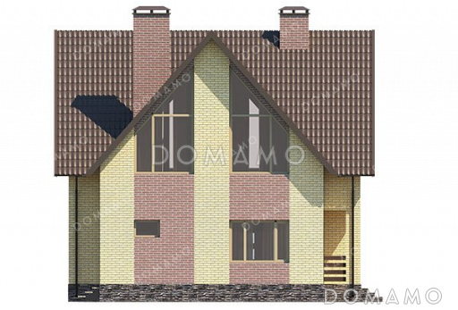 Проект одноэтажного дома с большой гостиной и мансардой / Фасад 4