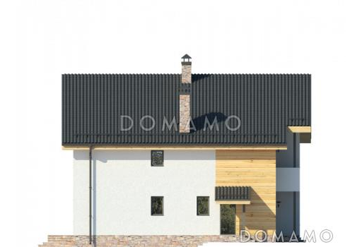 Проект дома по технологии ЛСТК со спальней на первом этаже, ванной с окном, вторым светом в гостиной, двумя балконами / Фасад 4