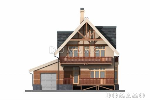 Проект дома с небольшой общей площадью, большой гостиной и гаражом / Фасад 1