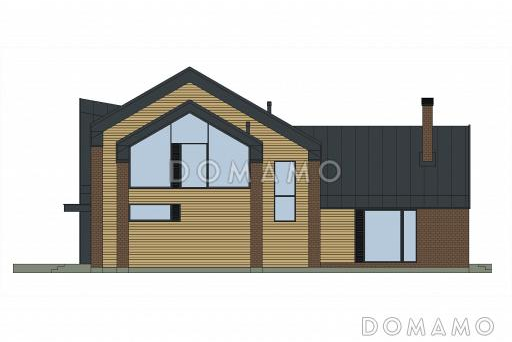 Проект кирпичного дома в стиле барнхаус с мастер-спальней, СПА зоной и автонавесом / Фасад 1