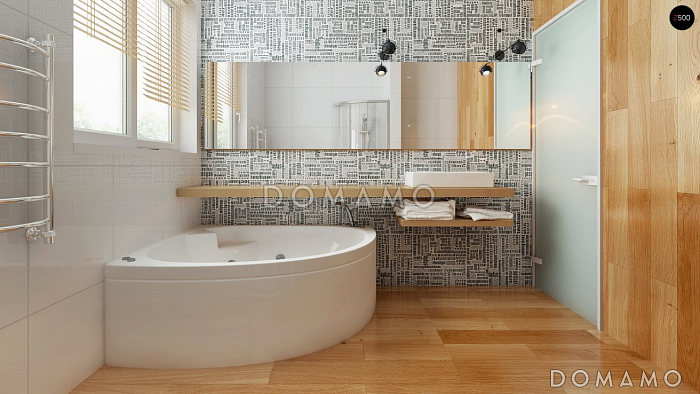 Проект двухэтажного дома из газобетона в стиле модерн, с четырьмя спальнями, кабинетом и гаражом Проект двухэтажного дома из газобетона в стиле модерн, с четырьмя спальнями, кабинетом и гаражом