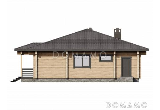 Проект дома с тремя спальнями, просторной гостиной-столовой и большим хозблоком / Фасад 4