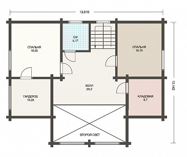 Проект дома из клееного бруса для круглогодичного проживания семьи / План мансардного этажа Проект дома из клееного бруса для круглогодичного проживания семьи / План мансардного этажа