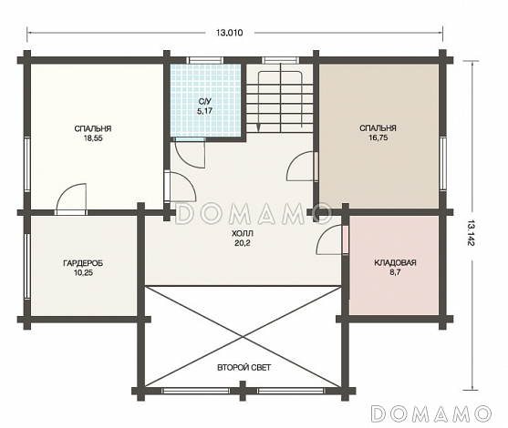 Проект дома из клееного бруса для круглогодичного проживания семьи / План мансардного этажа Проект дома из клееного бруса для круглогодичного проживания семьи / План мансардного этажа
