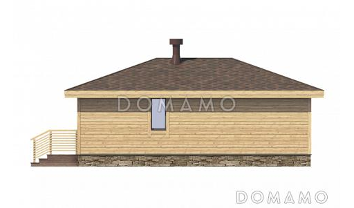 Проект беседки с панорамным остеклением, открытой террасой, столовой, санузлом, кладовой, кухней-гостиной и спальней / Фасад 4