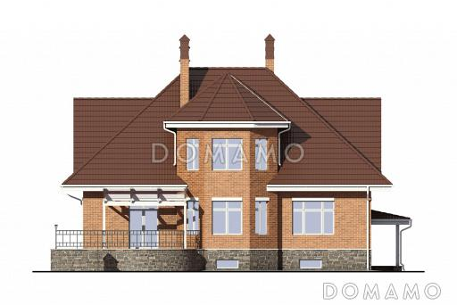 Проект дома из газобетонных блоков с цокольным этажом / Фасад 2