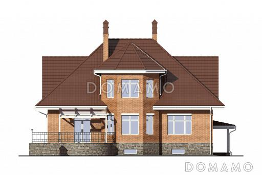 Проект дома из газобетонных блоков с цокольным этажом / Фасад 2