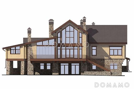 Проект дома современного дома с цокольным этажом для неровных участков / Фасад 3