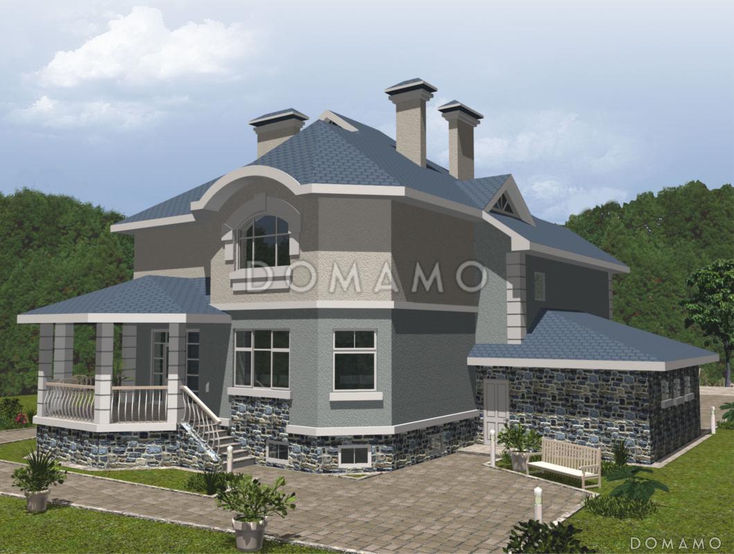 Проект представительного особняка с облицовкой камнем / 3