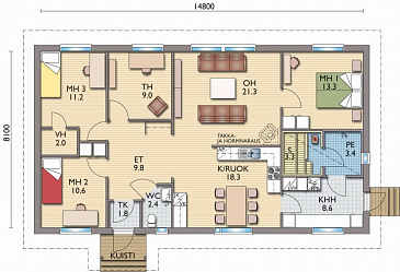 Проект каркасного дома 8x15 / План 1 этажа Проект каркасного дома 8x15 / План 1 этажа