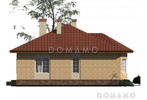 Одноэтажный дом из крупноформатного кирпича с тремя спальнями, большой кухней-гостиной и сауной / Фасад 4