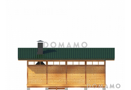 Проект деревяной, каркасной беседки с зеленой крышей и барбекю / Фасад 3