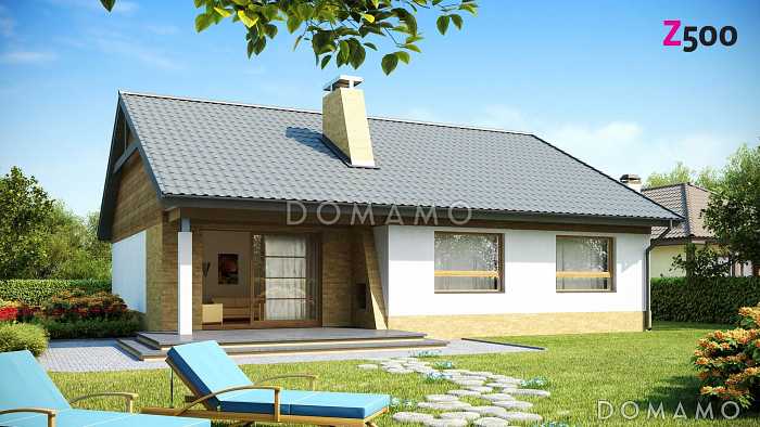 Проект простого компактного одноэтажного дома из газобетона с тремя спальнями