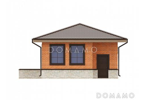 Проект бани из газобетона с четырехскатной крышей / Фасад 1