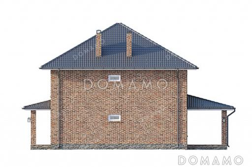 Проект двухэтажного дома с четырьмя спальнями наверху и одной внизу / Фасад 4